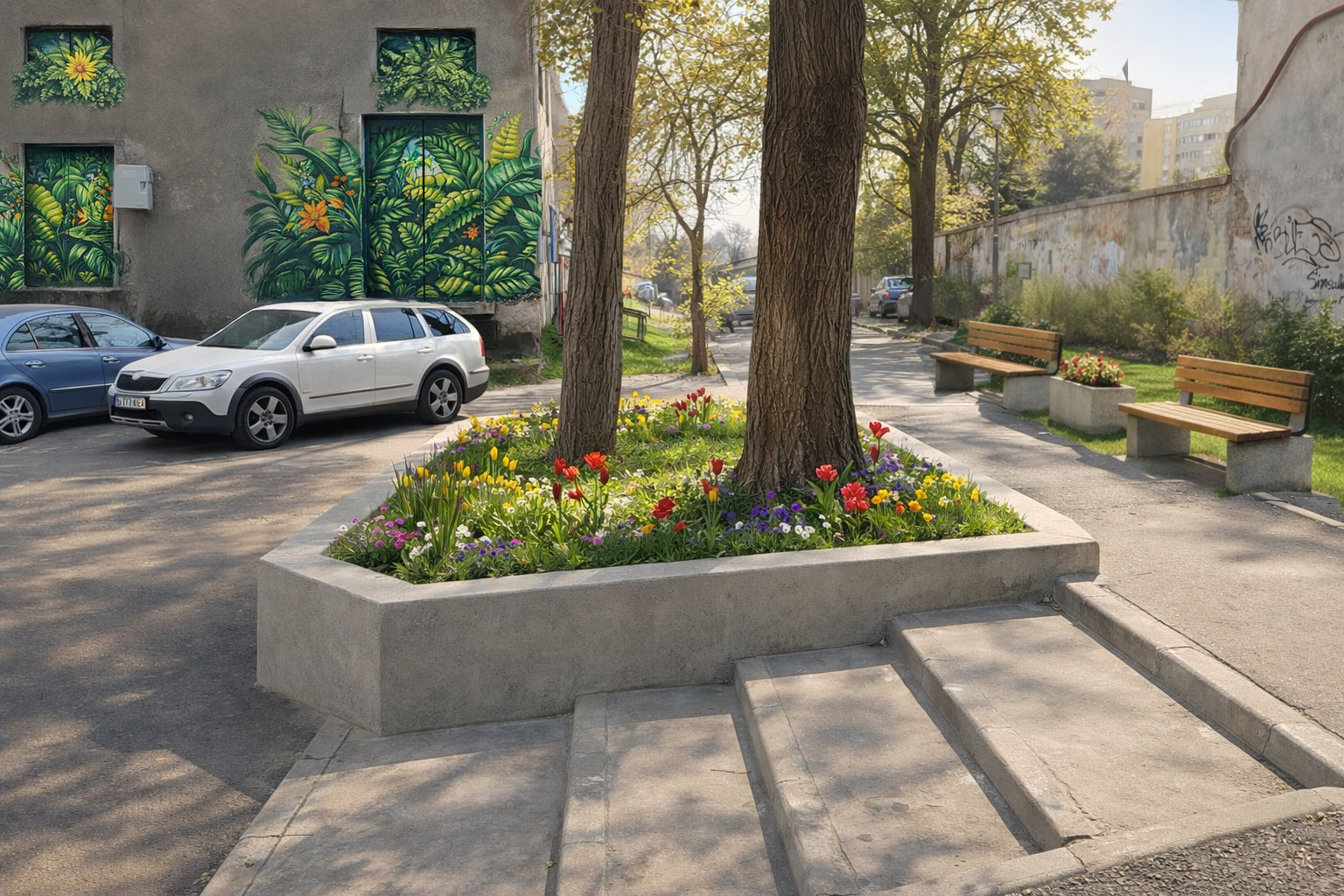 Propunere cu zid de sprijin și pământ vegetal